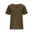 thumbnail image 5 of Pxxlle Cotton Linen Shirts Women Casual Summer V Neck T Shirt Loose Fit Short Sleeve Tops for Beach Vacation Coffee M, 5 of 7