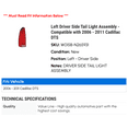 thumbnail image 2 of Left Driver Side Tail Light Assembly - Compatible with 2006 - 2011 Cadillac DTS 2007 2008 2009 2010, 2 of 2