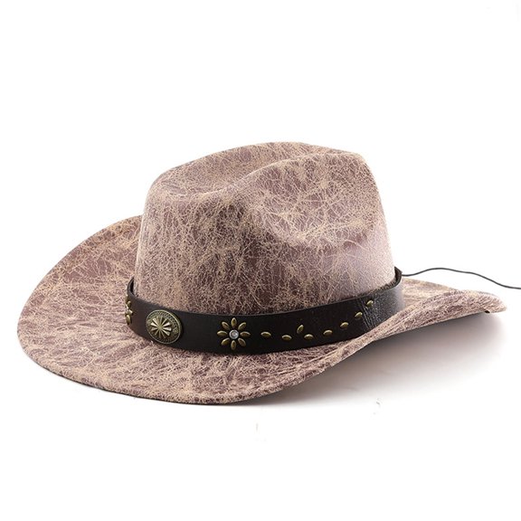 Wide Brimmed Sun Hats for Women Western Cowboy Suede Top Hat