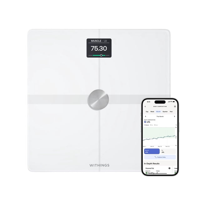 WITHINGS Body Smart - Báscula precisa para peso corporal y porcentaje de grasa, composición corporal
