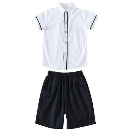 

Summer Fashion British Lovely Boys Lapel T-Shirt Shorts Sports Suit Child Clothing Streetwear Dailywear Outwear
