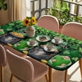 thumbnail image 3 of St. Patrick's Day Table Cloths for 3 Foot Rectangle Tables, Spring Lucky Shamrocks Green Gnomes Plaid Patio Waterproof Elastic Fitted Tablecloths, Washable Rectangular Table Cover for Camping, 3 of 8