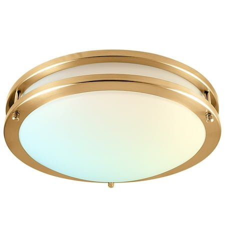 

Luxrite 12 Inch LED Flush Mount Ceiling Light 5 Color Selectable Dimmable 14W 1120 Lumens ETL Listed Brushed Brass