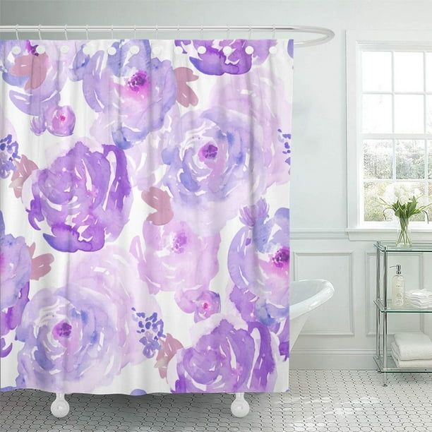 KSADK Colorful Floral Purple Flowers Pattern Watercolor ...