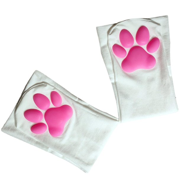 Calcetines luminosos sobre la rodilla con cojín de garra de pata de gato para mujer, calcetines altos hasta el muslo de Lolita