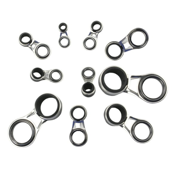 10Pcs Fishing Rod Eyes Rod Rings Guides Repair Set Stainless Steels Frame Ceramic Rings Fishing Rod Tip Replacement