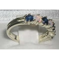 thumbnail image 3 of LBG British Made 10k White Gold Natural Opal & Sapphire Womens Eternity Ring - Size 9.75 - 33 size options, 3 of 5