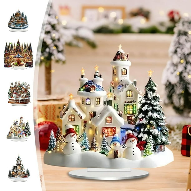 Adorno Navideño de Muñeco de Nieve, Velas, Renos y Campanas. Adorno Navideño Plano de Acrílico para Espejo Retrovisor de Coche. Decoración para Árbol de Navidad.