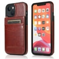 thumbnail image 4 of iPhone 13 Case, Leather Wallet Case iPhone 13, PU Leather Case, Built in Stand Wallet Credit Card Holder Case 5 Card Slots Case For Apple iPhone 13, Brown, 4 of 10