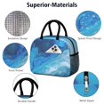 thumbnail image 4 of Insulated Lunch Bag for Women, Floral Print Oxford Fabric Lunch Box, Leakproof Thermal Cooler Tote for Work, School & Picnic, Turquoise Marble Pattern, 4 of 5