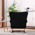 thumbnail image 5 of Velvet Rocking Chair, Modern Upholstered Accent Chair with Wing Backrest and Rubber Wood Legs, Comfortable Rocker with Padded Seat, High Back Glider Rocking Armchair for Living Room Bedroom, Black, 5 of 7