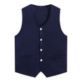 thumbnail image 4 of LiiYii Kid Girls Boys Vest Volunteer Activity Waistcoat Solid Color Irregular Hem Volunteers Navy Blue XL/13, 4 of 5