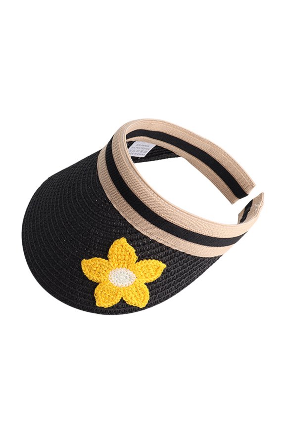 Adult Child Straw Sun Visor Hat Cartoon Fruit Embroidery Empty Top Beach Cap