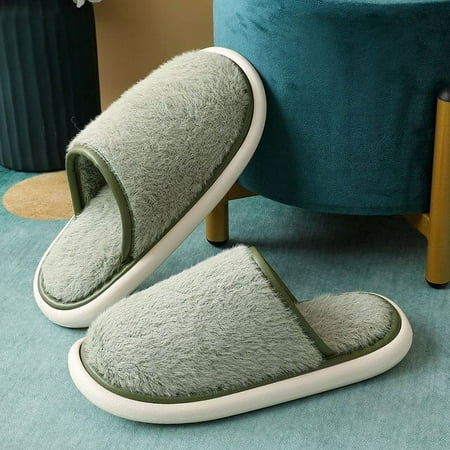 

CoCopeaunt Winter Women Fur Slippers Warm Plush Slippers Home Flat Floor Indoor Slippers Autumn Home Soft Bedroom Winter Home Slippers