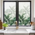 thumbnail image 2 of Palm Leaves Tropical Window Privacy Film, Green Botanical Summer Static Cling UV Sun Blocking Heat Control Window Tint Day and Night, Non-Adhesive Reusable One Way Windows Privacy Cover 19.6''x39.3'', 2 of 7