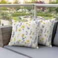 thumbnail image 3 of Yellow Floral Outdoor Pillow Covers Pack of 2 Gray Leaf Watercolor Botanical Spring Waterproof Throw Pillow Covers Decorative Cushion Cases for Patio Garden Tent Balcony Couch 18x18 inch, 3 of 9