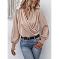 thumbnail image 2 of Blusa de mujer con escote en V, blusa elegante, blusa túnica de manga larga con farol, 2 of 6