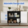 thumbnail image 4 of Housoul Buffet Sideboard Cabinet with 2 Doors, Modern Kitchen Cabinet with Golden Handles & Legs, Adjustable Shelf, Accent Coffee Bar Storage Sideboard for Kitchen, Living Room, Black & White, 4 of 7