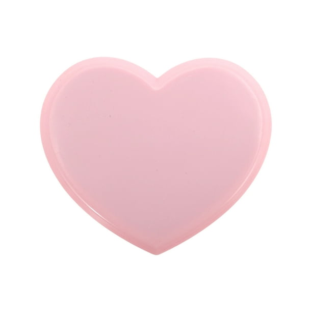 Unique Bargains 1 Pc Espejo de Maquillaje en Forma de Corazón para Viajes Vacacionales Rosa Plástico Vidrio