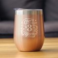 thumbnail image 2 of Cheers 3 Years - Insulated Wine Tumbler with Sliding Lid - 3rd Anniversary Gifts - Rose Gold 12oz, 2 of 3