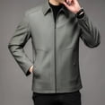 thumbnail image 5 of Nueva chaqueta de cuero sintético resistente al viento para hombre, estilo elegante e informal, estilo aviador, estilo retro, de negocios, de PU, color verde guisante, ajustada, con cremallera, para o, 5 of 5