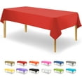 thumbnail image 1 of Pack de 12 Manteles Desechables de Plástico Rojo Premium para Mesas Rectangulares 54x108 Pulgadas - Ideales para Bodas Fiestas y Eventos, 1 of 5