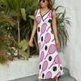 thumbnail image 6 of Vivid Pink Tennis Rackets Pattern Dress Fashion Boho Beach Long Dresses Female Party Printed Maxi Dress, 6 of 9