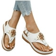 thumbnail image 4 of 2025 Sandals for Women Clearance, Xunlbb Women's Fashion Casual Summer New Beach Fish Mouth Flip Flops Wedge Heel Sandals(White,Size:36), 4 of 8