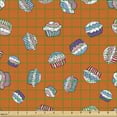 thumbnail image 2 of Dessert Fabric by the Yard Upholstery, Cartoon Design Various Colorful Cupcakes Illustration Art Print, Decorative Fabric for DIY and Home Accents, Burnt Sienna and Multicolor by Ambesonne, 2 of 5
