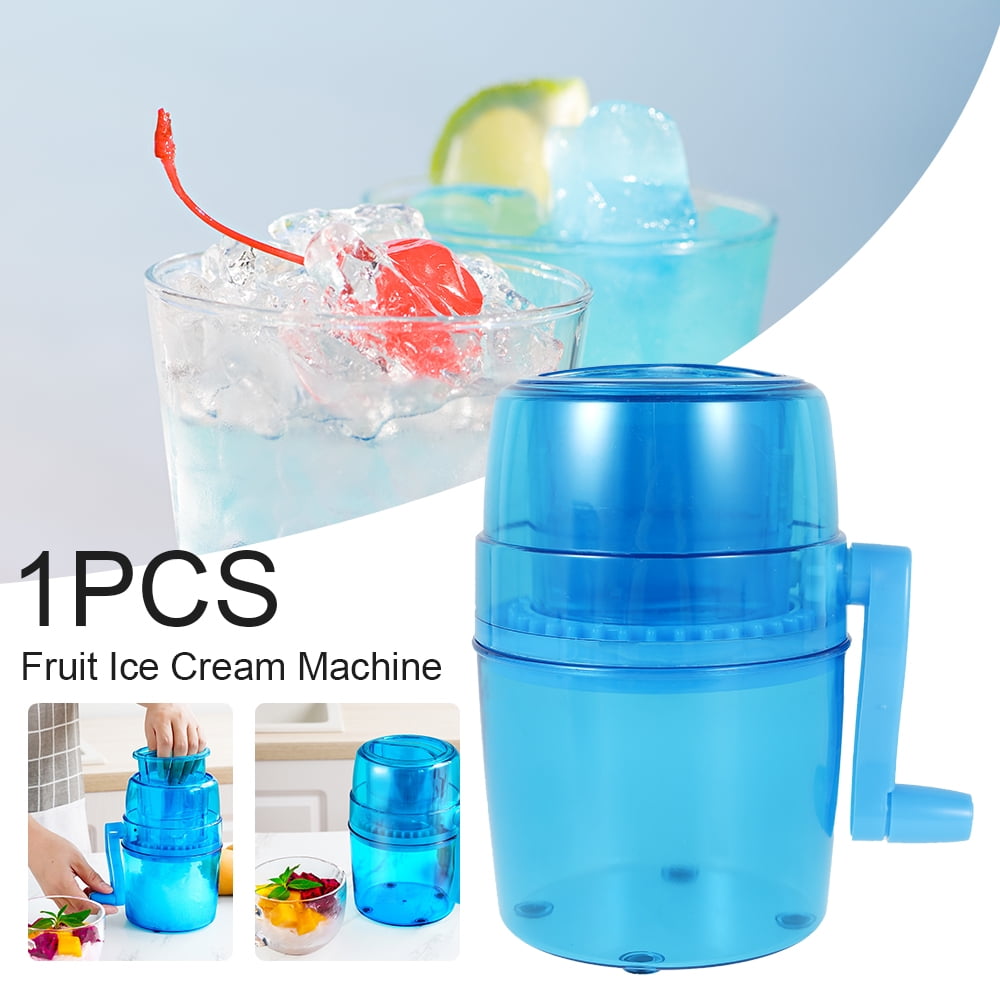 Manual Hand Crank Operated Ice Crusher with Stainless Steel Blades for Fast Coarse Shaved or Fine Chips for Snow Cones or Slushies BPA Free Ice Crusher Shaver for Making Drinks 