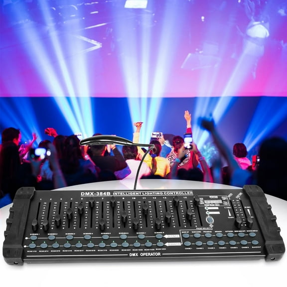 384CH DMX512 DJ Controller DMX for Program Editing of Bar Club Live Lights Show Support 30 Banks 8 Scenes 24 Fixtures Stage Lighting Console