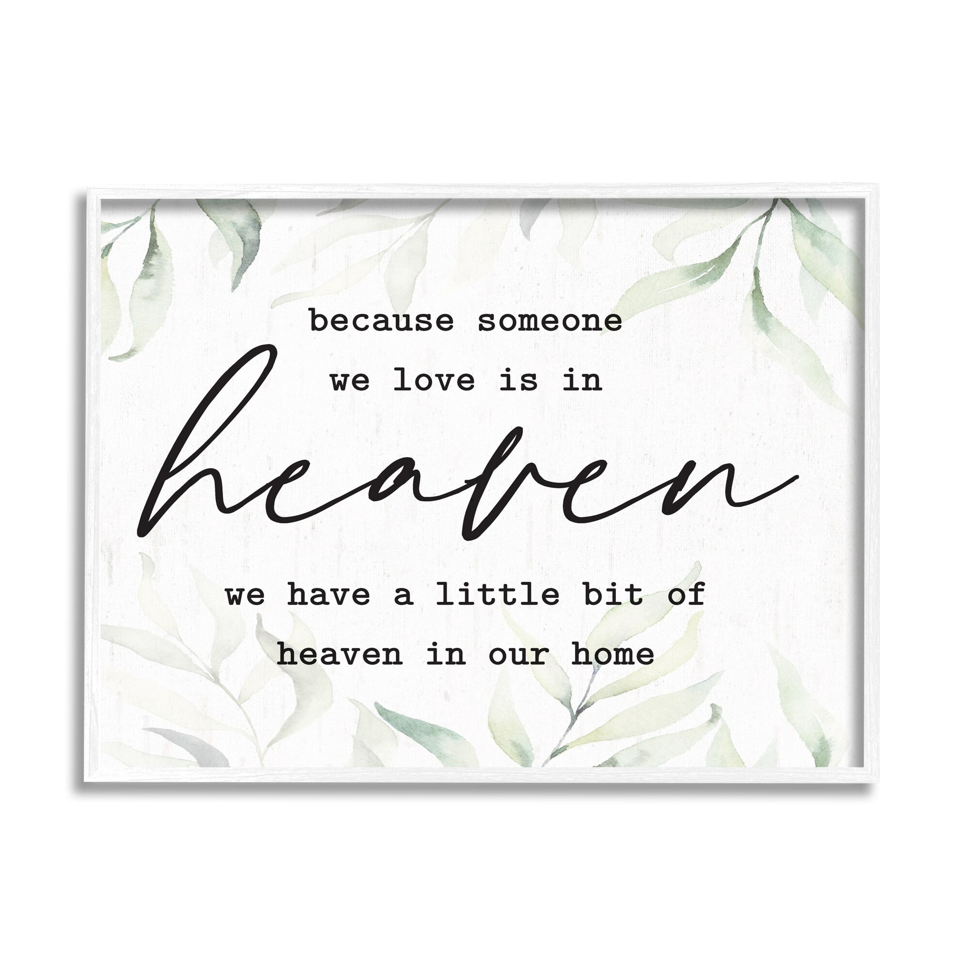 Stupell Industries Heaven In Our Home Tropical Plant Leaves Design Graphic Art White Framed Art Print Wall Art, Design by Lettered and Lined