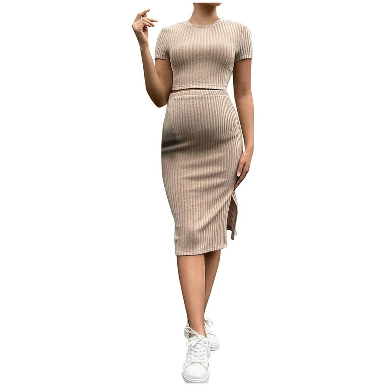knit maternity dresses Chunky Knitted Maternity & Breastfeeding Wrap Dress in Mocha Sparkle, Extra Small (6-8)