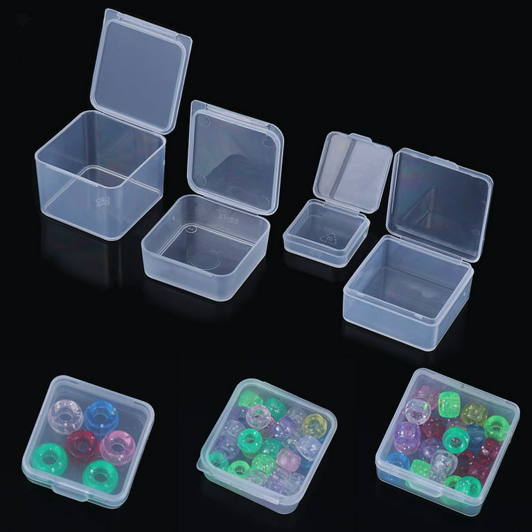60 Small Plastic Boxes 1.75 X 1.75 Cm X 0.75 craft Organizer Plastic Box  Nail Jewelry Bead Storage Container US Seller Bx-246 