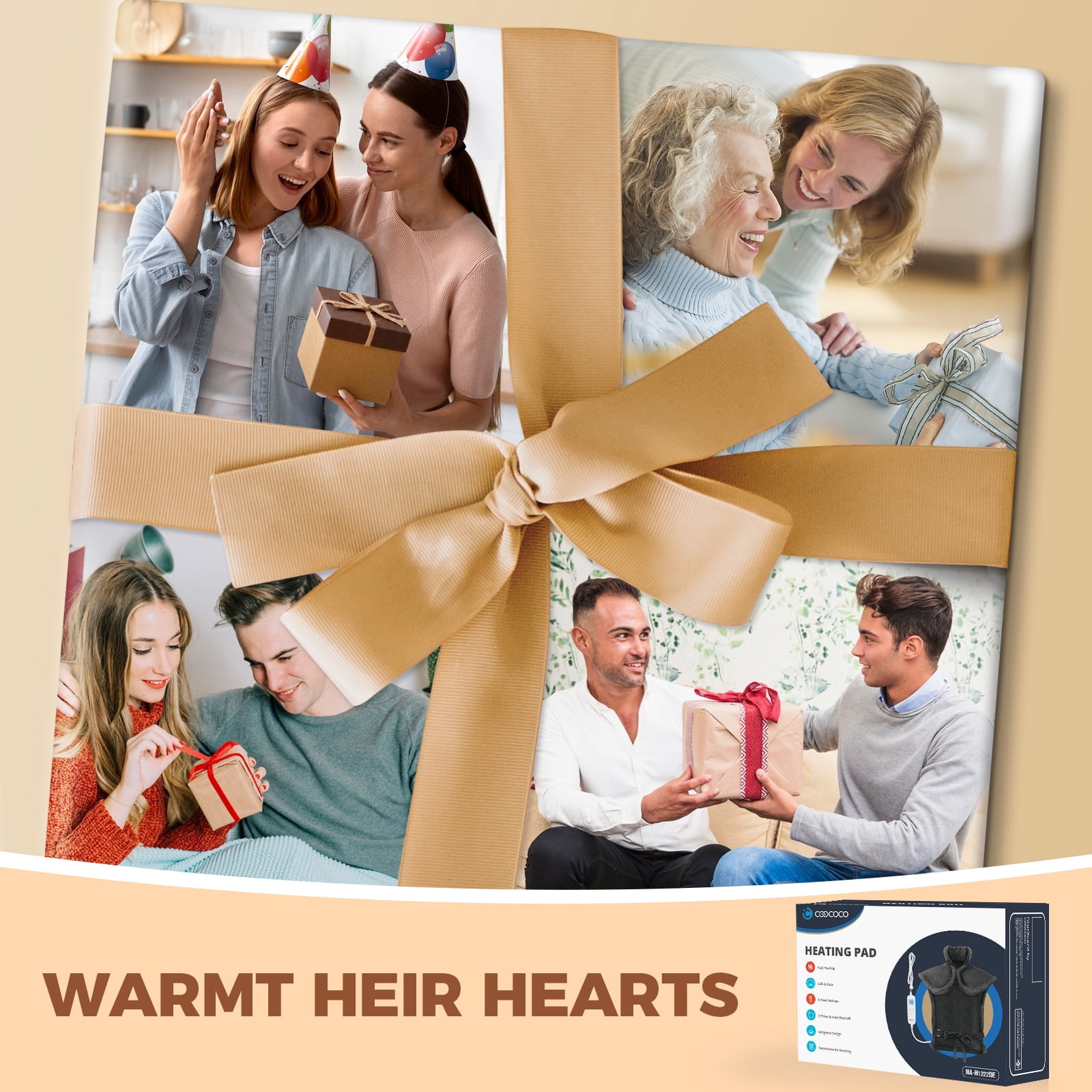 Coococo 24x37 Large Heating Pad for Back and Shoulder, Large Electric Heat Pad for Relief Cramps with 6 Heat Settings Machine Washable