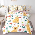 thumbnail image 1 of YST Cartoon Dogs Comforter Set, 7-Piece, Full Size, Colorful Flowers and Leaves, 1 of 5