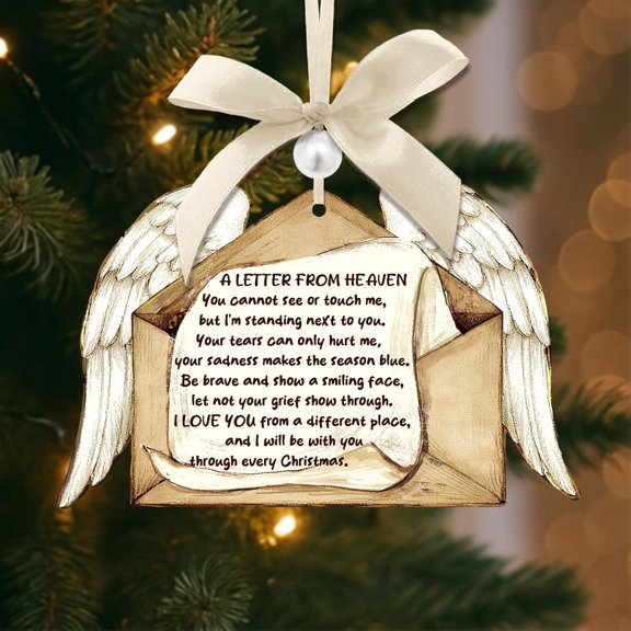 Memorial Gifts for Loss of Mom Dad Son Husband Daughter Brother Loved One Sympathy Memorial Christmas Ornament Gifts Angel Wings Ornament for Christmas Tree