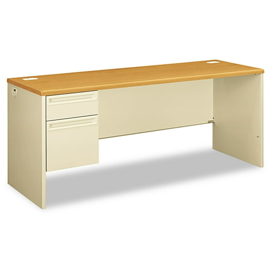 HON 38000 Series Left Pedestal Credenza, 72w x 24d x 29-1/2h, Harvest/Putty