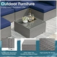 thumbnail image 4 of SOLAURA 7-Piece Outdoor Patio Furniture Sofa Set, Gray Wicker Rattan Sectional Sofa Conversation Set  with Glass Coffee Table and Cushions, Navy Blue, 4 of 7