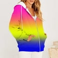 thumbnail image 2 of VSSSJ Women's Oversized Zip Up Trendy Sweatshirt Hoodies Gradient Printed Fashion Hooded Long Sleeve Drawstring Comfy Jacket with Pockets Yellow S, 2 of 6