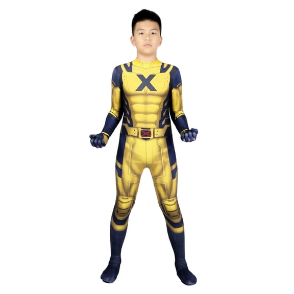 Boys Yellow Claw Hero Hero Full Body Zentai Suits Printed Superhero Costumes for Halloween Costume Party Outfits