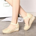 thumbnail image 7 of HAOTAGS Womens Summer Wedge Sandals Casual Canvas Walking Shoes Beige Size 7.5, 7 of 7