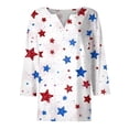 thumbnail image 4 of 3/4 Sleeve T Shirts for Women Plus Size Stars and Stripes 250th Anniversary USA Print Split Neck Oversized Tunic Summer Casual Fashion Tee White L, 4 of 5