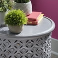 thumbnail image 3 of Powell Kacey Carved Wood Round Indoor End Table, 18" Tall, Light Gray, 3 of 8