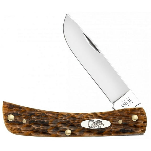 Case XX Knives Peach Seed Jigged Amber Bone Sodbuster Jr Carbon Steel Pocket Knife