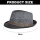 thumbnail image 2 of Sombreros de paja panamá para hombres y mujeres, sombreros de playa para el sol de verano, sombreros de paja de jazz con ala ancha, transpirables y huecos, con protección solar, 2 of 5