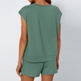 thumbnail image 5 of Lumtrix Two Piece Sets Women Summer Crew Neck Lounge Short Sets Cap Sleeve Drawstring Vacation Outfits With Pocket Dark Green XL, 5 of 5
