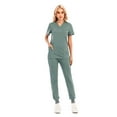 thumbnail image 3 of SHITINN Scrubs for Women Set Easy Care Uniforms Grey Scrub Top and Scrub Pants Quick Drying Nurse Shirt Pants Set, 3 of 5