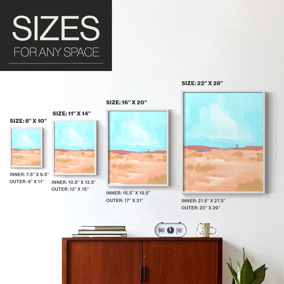 Wide Open Spaces II Framed Print in White Solid Wood 8 x 10 Framed Print