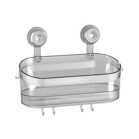 No Drill Bathroom Suction Storage Box 13.8"×10.6" Shower Caddy, Powerful Vacuum Organizer for Shampoo & Body Wash, Rustproof Drain Basket, Dorm & Rv Essential, A Shelf